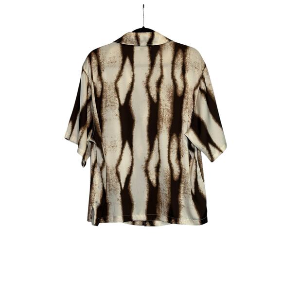 Nova Men cream brown short sleeves button casual shirt size Large - Picture 10 of 10